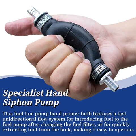 All Purpose Universal Fuel Primer Bulb And Rubber Fuel Line, 10mm Inlet And Outlet, Fits Car, Boat, Marine And Motorcycle Carburetors, Low Pressure Fuel Systems, Three Eighths Inch Connections, Model 9001080A