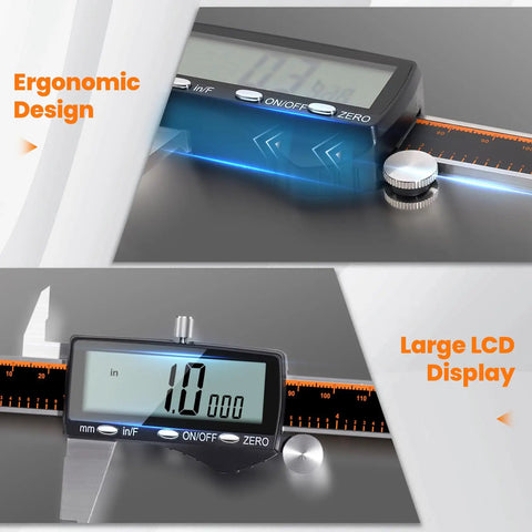 Rechargeable Digital Caliper 0 To 8 Inch With Large LCD Screen showing ergonomic design and clear readout