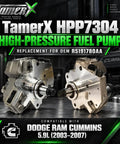 Heavy Duty High Pressure Fuel Pump For Dodge Ram 5.9L Cummins 2003 To 2007 with shiny metal finish and direct swap design.