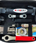 All In One Bike Repair Kit With Mini Pump And 16 In 1 Tool Tire Levers Patch Kit Spoke Wrench And Portable Storage Box open view