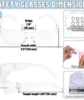 Massive 110 Pair Bulk Kit Of Clear Safety Glasses For Men And Women Featuring Hella Reliable Impact Blocking Shields That Meet Ansi Z87 One Standards For No Sweat Heavy Duty Workplace Eye Protection dimensions and features