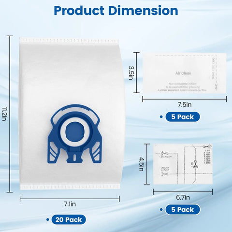 20 Pack 3D Airclean GN Vacuum Bags For Classic C1 Complete C1 C2 C3 And S Series Canister Vacuums Replacement Bags Beefy Suction Ready, Compatible With S227 S240 S270 S400 S2 S5 S8