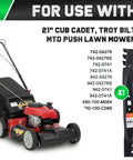Lawn mower with 21 Inch Mulching Blade Replacement For Troy Bilt Cub Cadet Walk Behind Self Propelled Mowers Heavy Duty