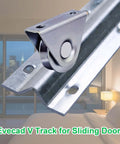 12 Foot Galvanized Inverted V Track Kit With Three 4 Foot Tracks And Mounting Hardware Heavy Duty Steel Rail for sliding doors