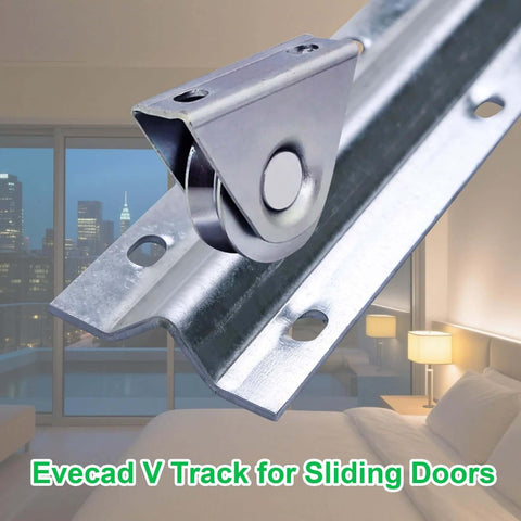 12 Foot Galvanized Inverted V Track Kit With Three 4 Foot Tracks And Mounting Hardware Heavy Duty Steel Rail for sliding doors