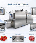 No Nonsense Heavy Duty Industrial IQF Tunnel Freezer With Continuous Conveyor Belt Blast Freezer System For Meat Seafood Vegetables showing insulated door and control panel.