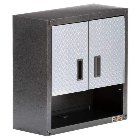 Wall Mount Gearbox Cabinet for Garage with Adjustable Shelf and Open Bottom Rack to Keep Your Badass Tools Organized 28 Inch Storage Unit Heavy Duty Holds 150 Pounds Easy Assembly Repositionable on Walls