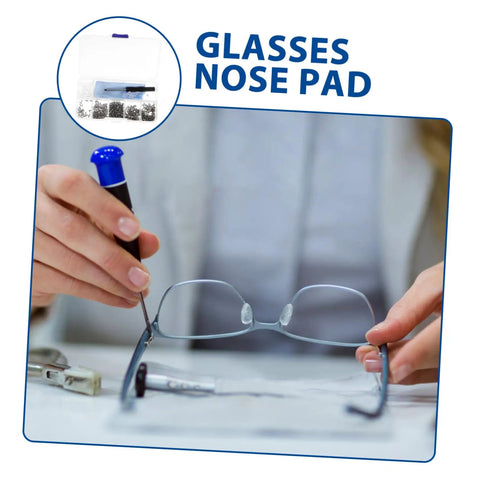 Person using All In One Glasses Repair Kit Set With Assorted Screws Nose Pads Mini Screwdrivers And Accessories For Quick On The Go Eyewear Fixes At Home Or Travel Anywhere