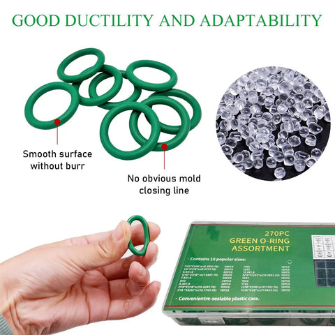 270 Piece Car AC O Ring Kit With 18 Sizes Copper Seals For Auto Air Conditioning Repair, leakproof O rings with smooth edges