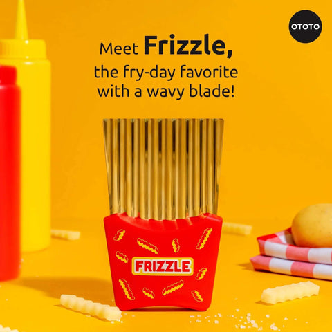 OTOTO Frizzle crinkle fry cutter with red base and gold blades