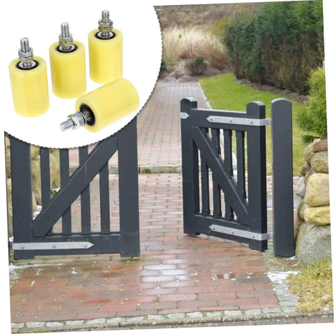 4 Pack Nylon Pulley Block For Sliding Doors And Gates Heavy Duty Wheel Guiding Wheel shown with gate system application