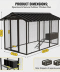 Diagram showing dimensions of Walk-In Chicken Coop For Backyards Big Rugged 9 By 6 By 6 Feet Predator-Proof All-Metal Cage