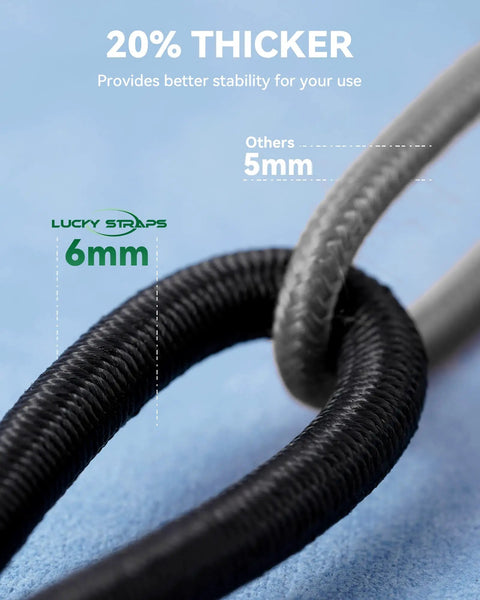 Mini Bungee Cord Set With 20 Pcs Assorted Sizes 2 Inch 4 Inch 6 Inch 8 Inch 6mm Diameter 2.5x Stretch Black Small Bungee Straps Upgraded Steel Hooks UV Protected For Securing Tools Gear And Small Items