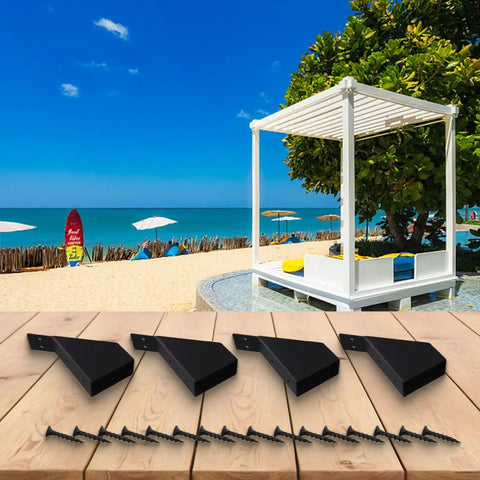 Beefy 45 Degree Iron Connector Brackets for 2x4 Wood Posts, Outdoor Pergola Support Kit for Gazebos Garages Tree Houses Terraces Lawns and Courtyards, 4 Pack