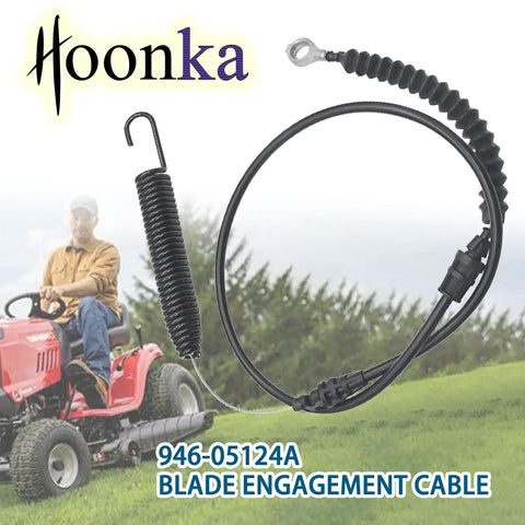 Blade Engagement Cable For 42 Inch Deck Riding Mowers Go To OEM Replacement Fits Troy Bilt Pony with extension spring visible