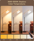Gold Arched Floor Lamp With Adjustable Linen Shade, Corner Standing Arc Light For Bedroom, Living Room, And Office, 63 Inch Tall Modern Floor Lamp with adjustable color temperature feature.