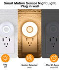Motion Activated Plug In Night Light With Warm White LED 200 Lumen Ultra Bright Wall Nightlight Auto On Auto Off Sensor