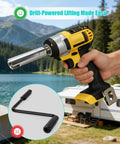 Hand using Crank Handle Adapter For Coleman Fleetwood Pop Up Campers With Three Eighth Inch Socket Drill Attachment by camper