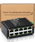Rugged 10 Port Gigabit PoE Switch With 8 PoE Plus Ports 2 Gigabit Uplinks 2 SFP Uplinks 120 Watt Budget Industrial Ethernet Switch