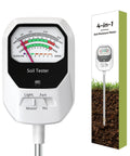 4 In 1 Soil Moisture Meter With Fertility PH And Sunlight Meter For Gardening And Farming Easy To Use Soil Tester For Indoor And Outdoor Plants Plant Care Gauge For Home Gardeners And Pros, white analog probe