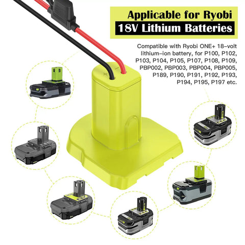 Two Pack Power Wheel Adapter For 18V Battery Conversion Kit With Fuses And 12AWG Wire Terminals Power Connector showing compatibility