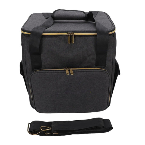 Vinyl Record Storage Bag With Cationic Fabric Thick Padded Base Dual Zippers Removable Dividers Non Slip Feet Gig Ready Travel Case