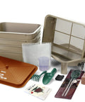 Five Tray Worm Compost Bin 53 Quart Vermicompost System For Indoor And Outdoor Use With Worm Farm Starter Kit shown with components