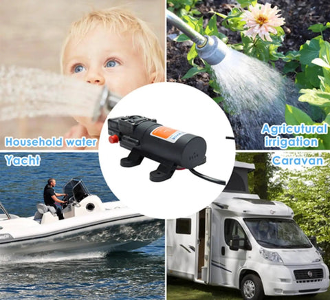 12V Water Pressure Diaphragm Pump Self Priming For RV Boat Caravan Marine Use 4.3 Liters Per Minute 1.1 GPM 35 PSI