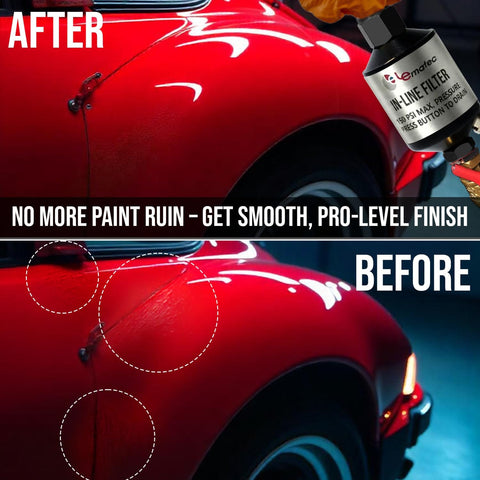 Comparison of car paint finish before and after using One Quarter Inch NPT Inline Water Separator for air compressors