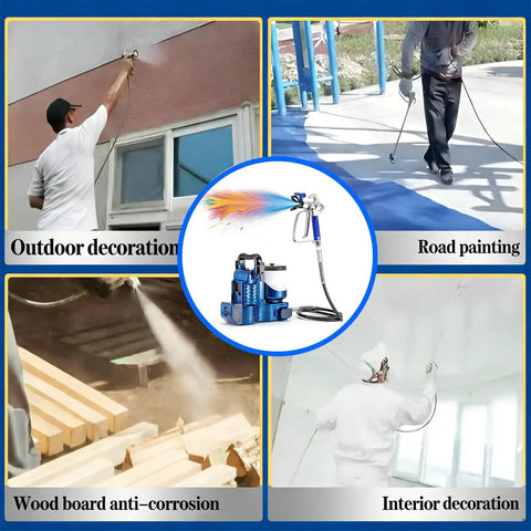 Heavy Duty Cordless Airless Paint Sprayer With High Pressure Adjustable Flow And Spacious Paint Reservoir Featuring Dual Batteries For No Sweat Home Painting Jobs All Day Long in use for painting outdoor and indoor surfaces.