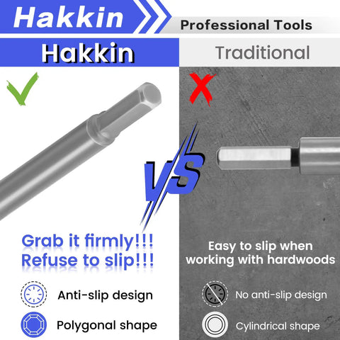 Premium Quality Badass 7 And 10 Inch Forstner Bit Extension Set comparison with anti-slip design versus traditional cylindrical shape.