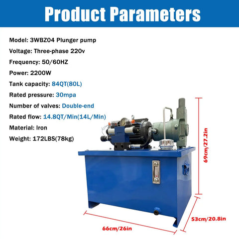 Heavy Duty Small Hydraulic Power Unit Featuring 220 Volt 3 Phase Variable Piston Pump And Spacious 80 Liter Tank Generating Rock Solid 30 Mpa Pressure For Hassle Free Shop Grind And No Nonsense Durability