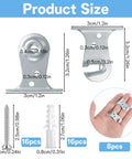Metal Window Shade Brackets 8 Pieces Outside Mount Roller Shade Brackets with screws and sizes displayed.