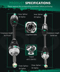 Product specifications for Heavy Duty Front Pair Cv Axle Shaft Assemblies Built To Handle The Road For Toyota Camry And Solara 1992 To 2001.