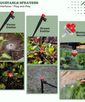 230-Foot All-In-One Drip Irrigation Kit With One Half Inch And One Quarter Inch Quick Connect Tubing, adjustable sprayers
