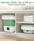 Nifty Portable Washer Compact Foldable With Quick Spin Mode And Three Clean Settings, stored in a bathroom cabinet.