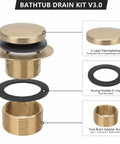 Top Shelf Champagne Bronze Bathtub Drain Stopper With Tip Toe Overflow Faceplate And Warm Brushed Gold Finish for bathroom kit.