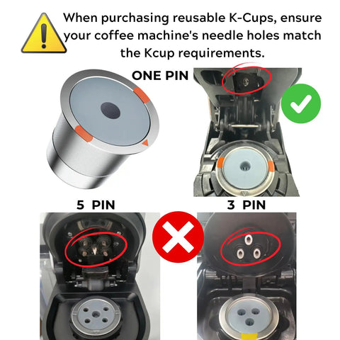 Reusable K Cup Coffee Filters Set, Premium Stainless Steel Refillable K Cups compatibility guide with brewer pin models