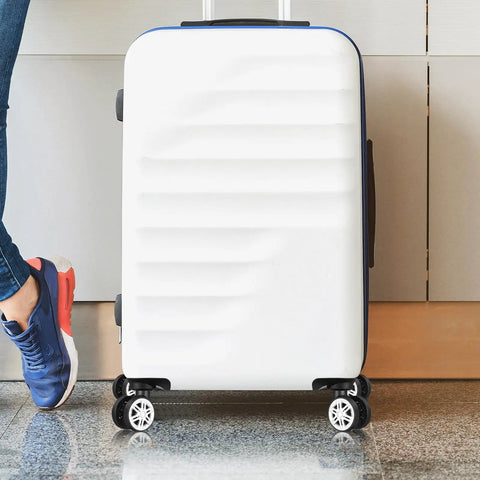 Premium 4 Piece Swivel Replacement Suitcase Wheels With Double Row Build And Smooth TPE Bearings Setup For Easy Luggage Roller Overhauls white suitcase with 4 swivel wheels