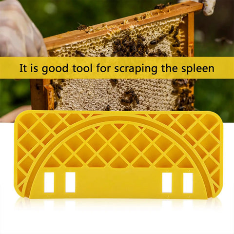 Uncapping Tank Holder For Beekeeping And Honey Harvesting Equipment in yellow ABS with hive frame background.