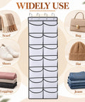 Over The Door Pocket Organizer With 12 Roomy Mesh Pockets And Heavy Duty Hooks Stores Hoodies Shoes Keeps Your Room Clean Without The Hassle Maxes Out Your Storage Game A Slick Space Saving Setup - Displaying 12 mesh pockets for scarves, shoes, bags, hats, leggings, and jeans.