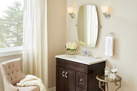 One Light Dual Mount Vanity Fixture With Frosted Glass In Sleek Chrome Finish Flexible Mount Up Or Down For Modern Bathrooms Bright 100 Watt Bulb Compatible Quick Install