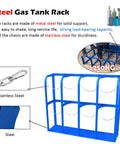 Blue Floor-Standing Cylinder Rack For Propane And CO2 Tanks Heavy Duty Secure Steel Stand Holds 3 Cylinders Up To 85 Cm