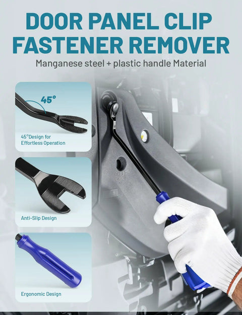 Premium 101 Piece Engine Undercover And Fender Retainer Clip Kit With Fastener Puller For Toyota Lexus showing door panel clip fastener remover tool.