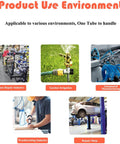 Collage of industries using Go-To Three Way Two Position Hand Pull Pneumatic Valve: auto repair, irrigation, manufacturing, woodworking, repair shop.