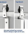 Nickel Plated 72 Inch Double Bifold Sliding Barn Door Hardware Kit for Closet Doors side and top mount swivel wheels