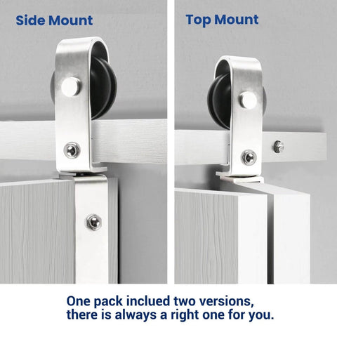 Nickel Plated 72 Inch Double Bifold Sliding Barn Door Hardware Kit for Closet Doors side and top mount swivel wheels