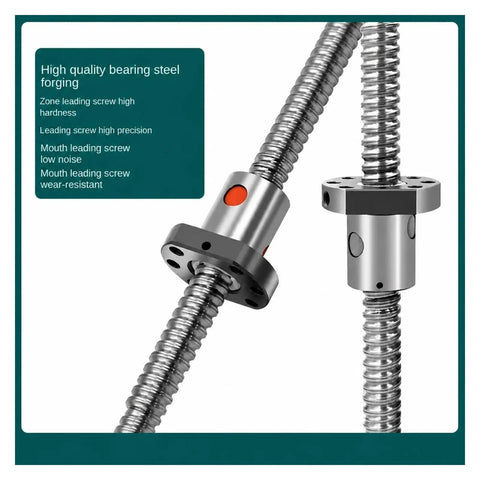 Premium C7 Grade 12mm SFU1204 Ball Screw With Single Nut for CNC Machina And Linear Motion Projects viewed from side angle demonstrating the high precision design.