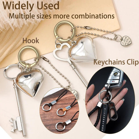 16 Pack Gold Metal Spring O Ring Carabiner Set Four Sizes With Quick Release Keychain Clips For Keys Bags Dog Tags Paracord Lanyards And DIY Repairs All In One Heavy Duty Gear, gold ring clips with heart keychains
