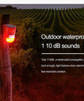 2 Pack Solar Security Light Alarm With IP65 Waterproof LED Motion Sensor mounted on outdoor post in vineyard
